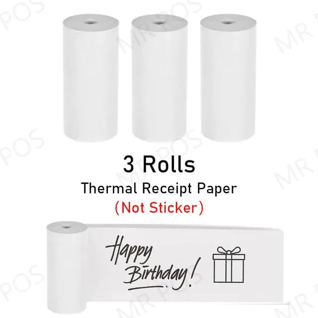 3 Rolls Thermal Paper Sticker Label