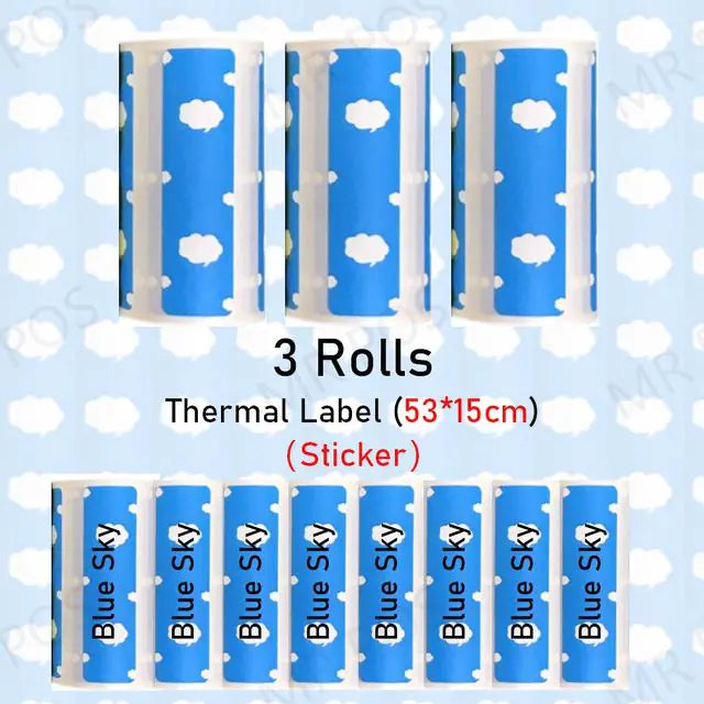 3 Rolls Thermal Paper Sticker Label