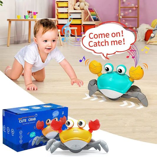 Cute Sensing Crawling Crab Baby Toys Interactive Walking Dancing with Music Automatically Avoid Obstacles Toys for Kids Toddler