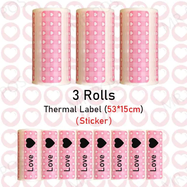 3 Rolls Thermal Paper Sticker Label