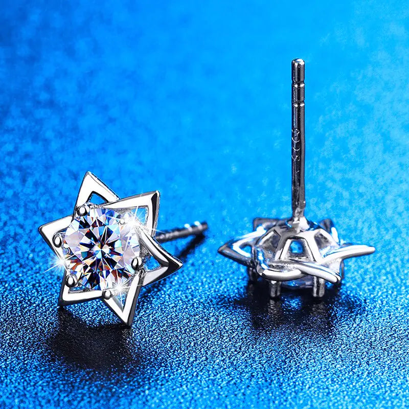 Shinny Hexagram Moissanite Stud Earrings