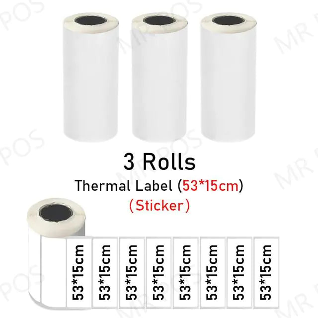 3 Rolls Thermal Paper Sticker Label